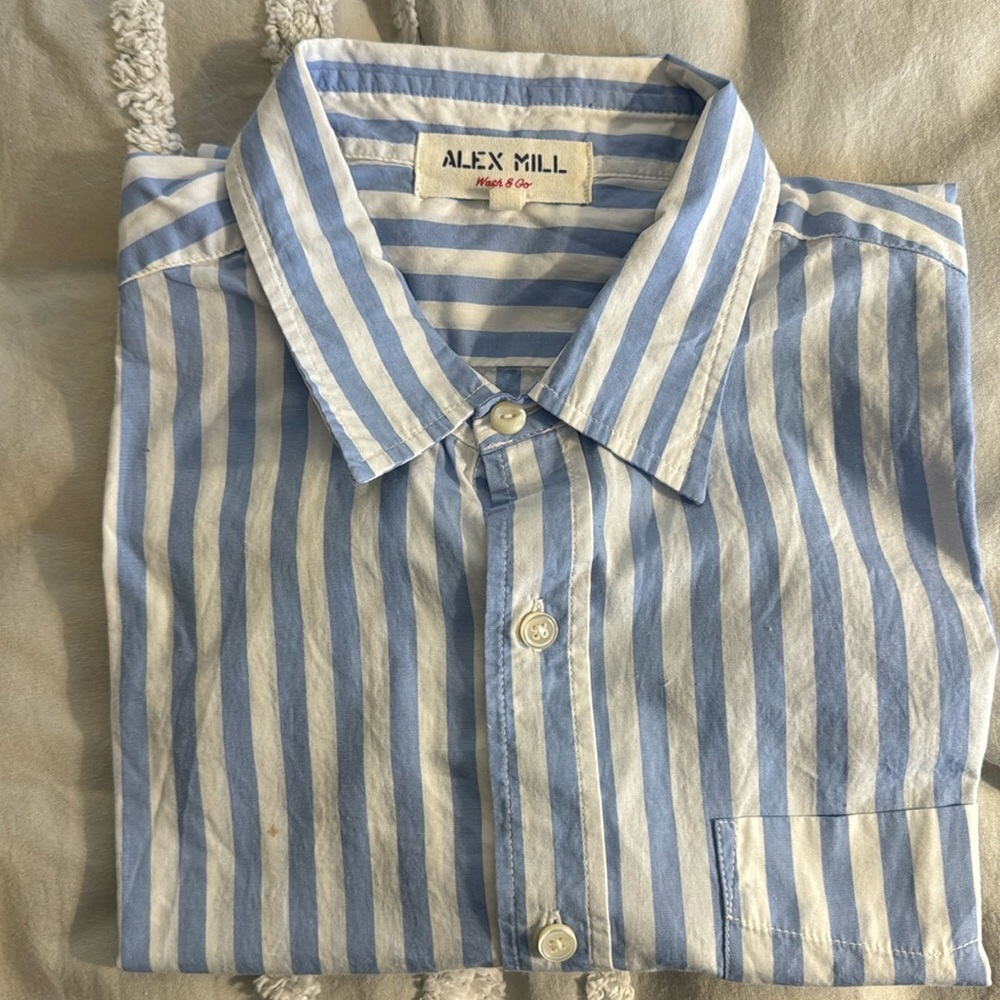 Alex Mill Shirt in Paper Poplin - Light Blue Stripes
